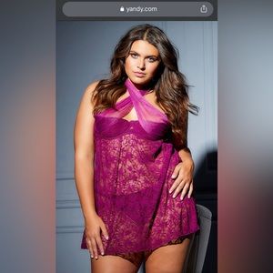 Plus Size Abelina Lace Empire Waist Babydoll Set, size 1X/2X